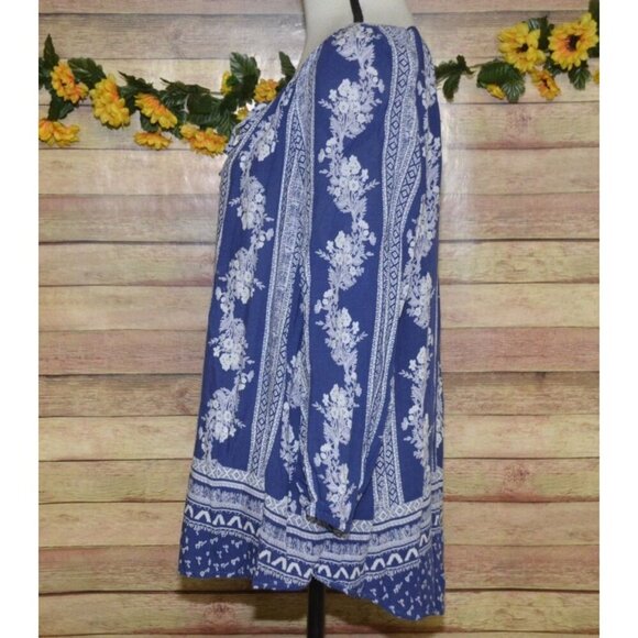 Fred David Blue Floral Print Blouse Ladies XL Lightweight Rayon Top Casual Top - Picture 6 of 10